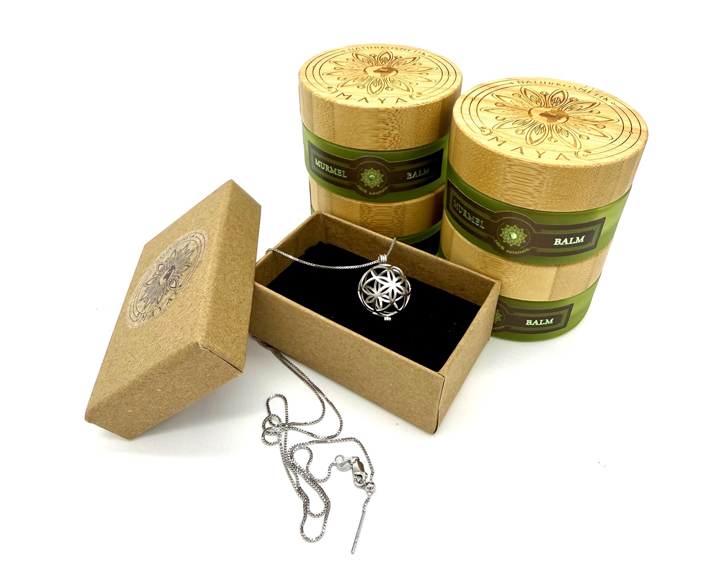 4 Murmel Balm + 1 Kette (silber)
